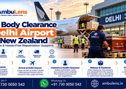 Dead body transportation and airport clearance process at Delhi Airport for remains arriving from New Zealand