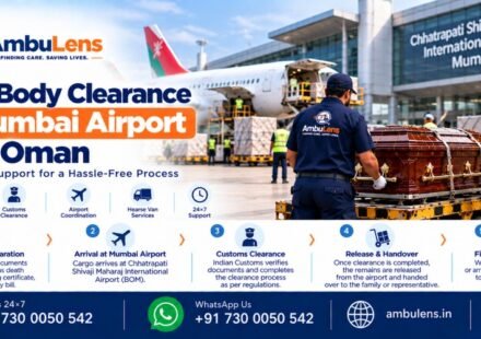 International dead body transportation from Oman arriving at Mumbai Airport for clearance and onward transfer in India