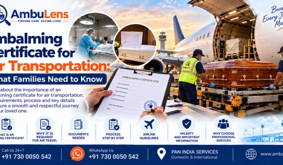 Embalming certificate for air transportation of human remains in India